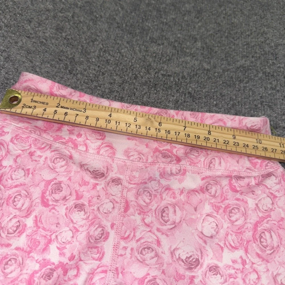 90 Degree By Reflex Pink Rose Floral High Rise Bike Shorts Size M Medium 10